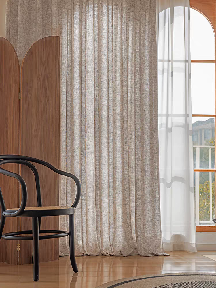 Sandalwood Linen Blended Custom Sheer Curtain