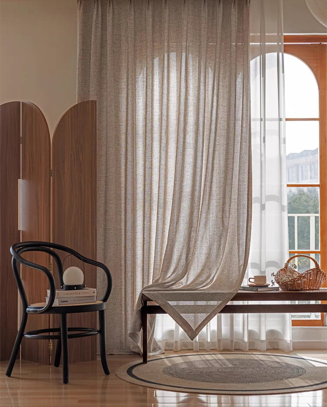 Sandalwood Linen Blended Custom Sheer Curtain
