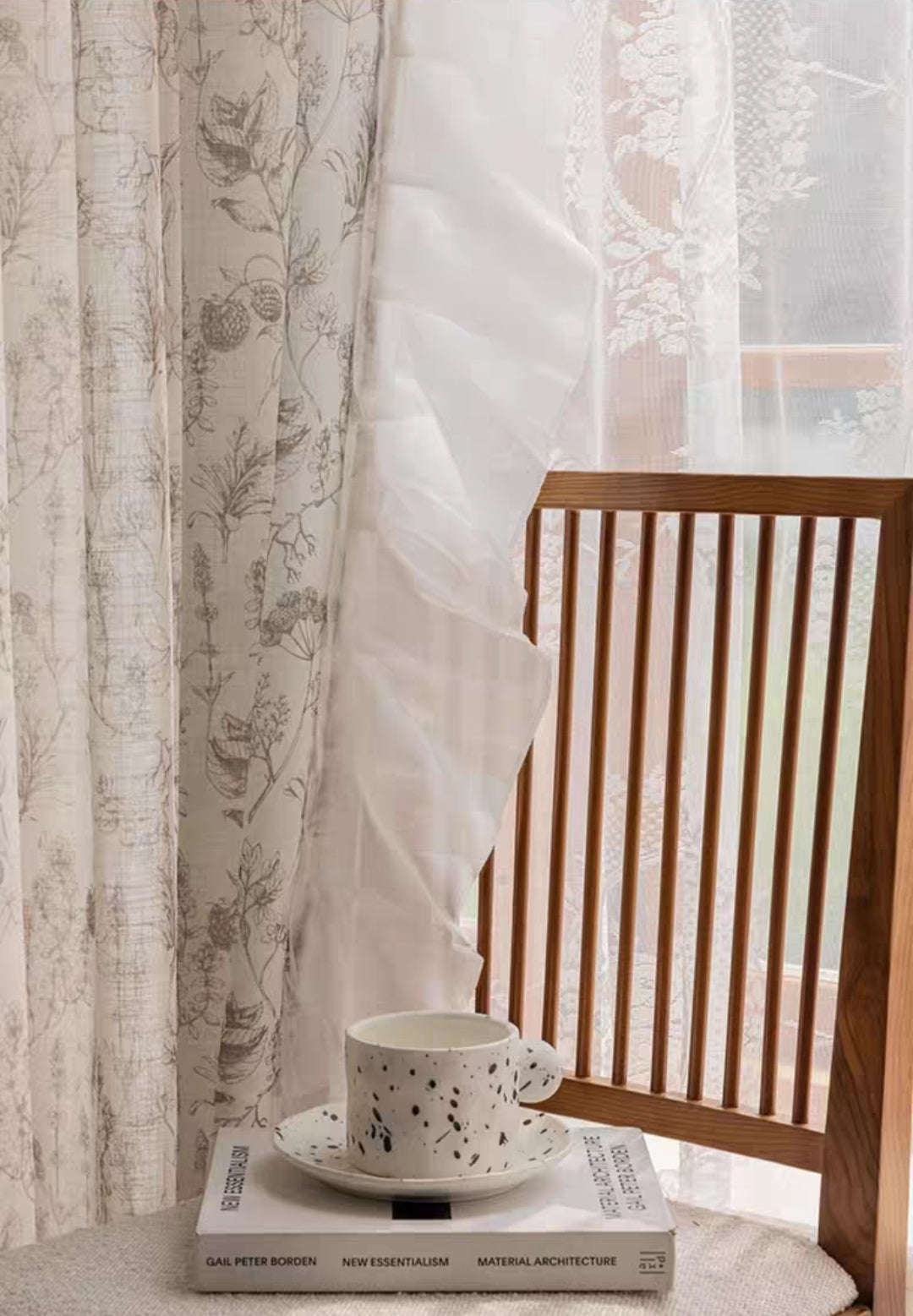 Brown Pine Cone Custom Sheer Curtain