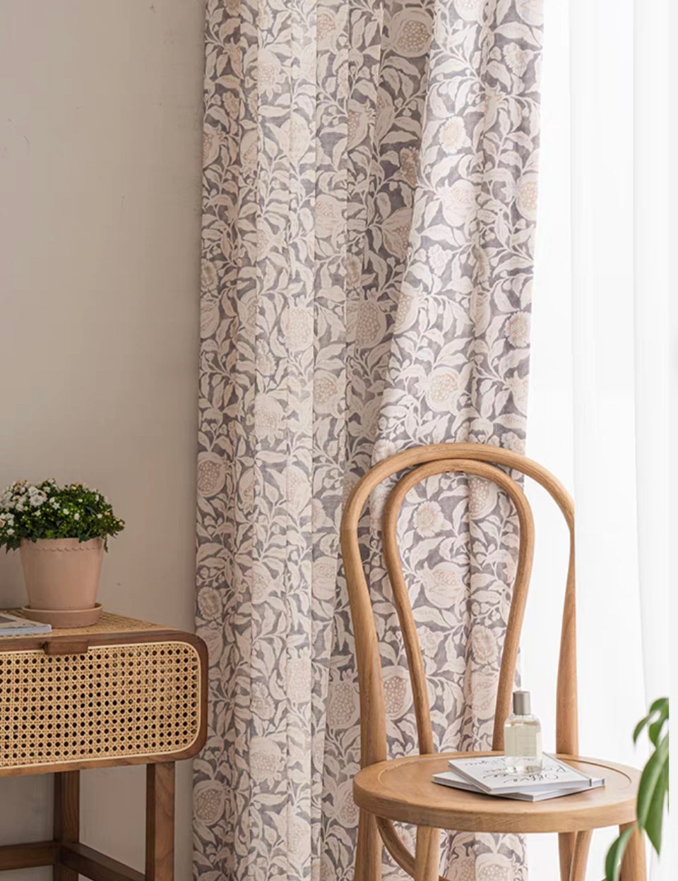 Pomegranate Flower Linen Cotton Custom Curtain