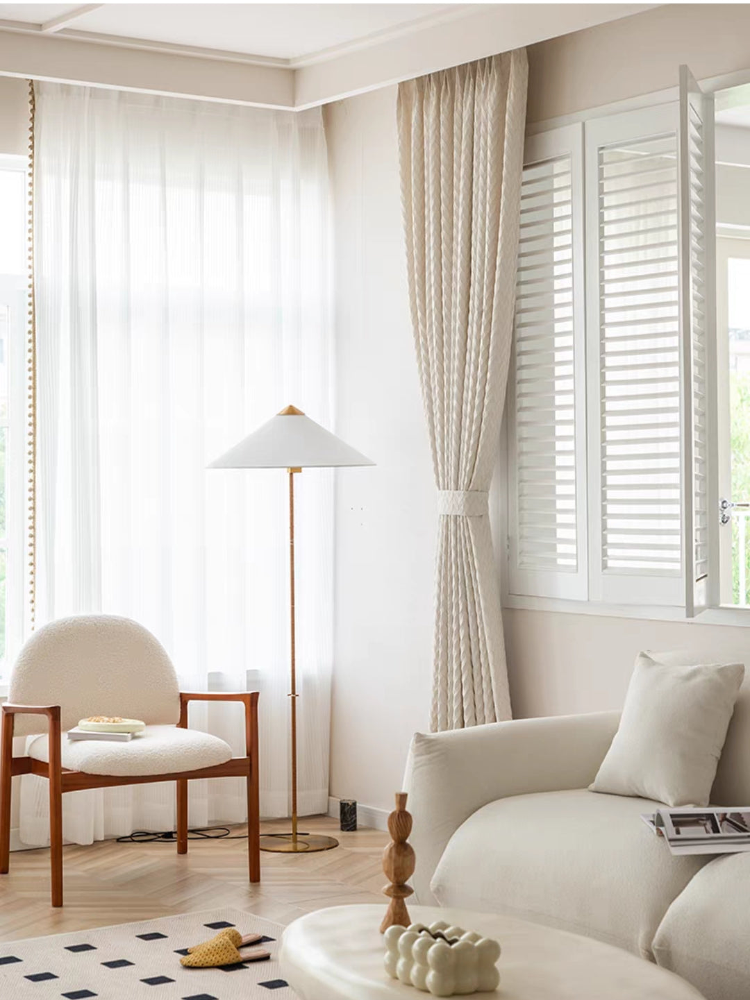 Heavy Cream Linen Cotton Custom Curtain