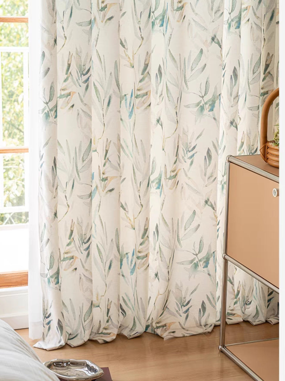 Bamboo Leaves Linen Cotton Custom Curtain