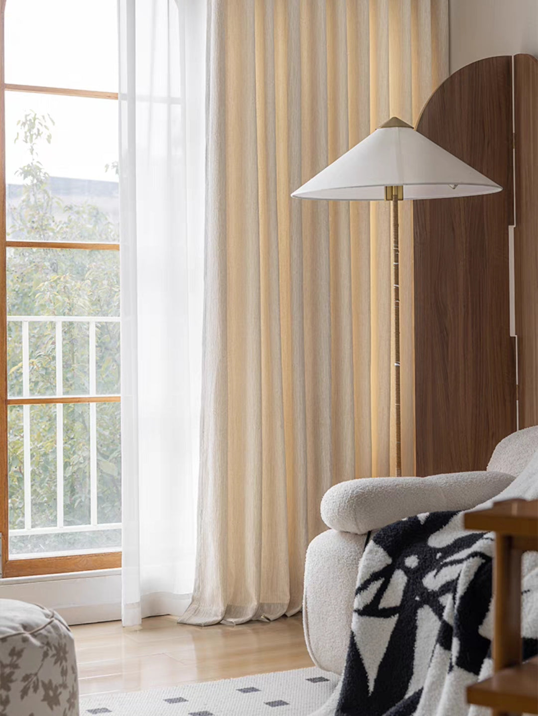Cream Vertical Textured Custom Linen Cotton Curtain