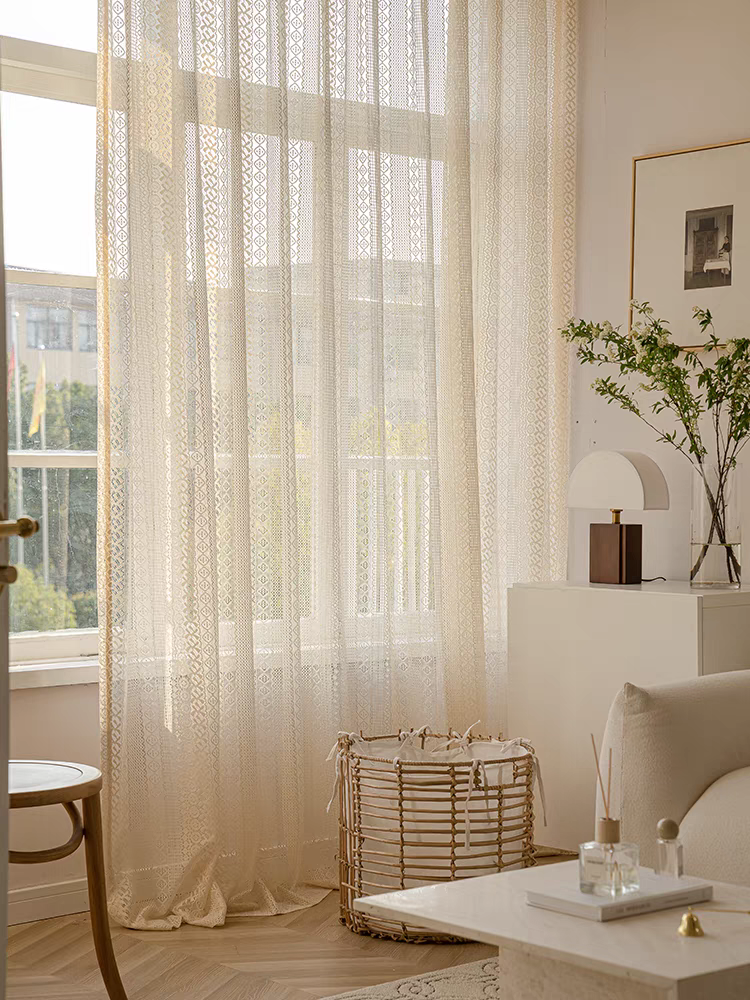 Hollow Lace Custom Sheer Curtain
