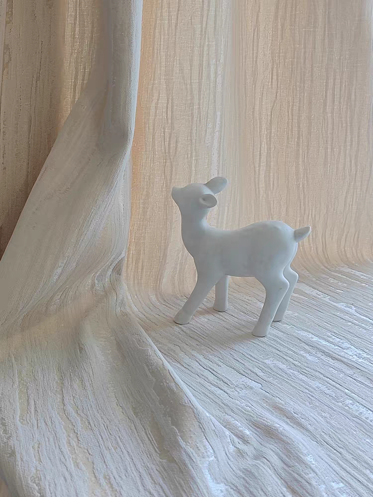 Cream Vertical Textured Custom Linen Cotton Curtain