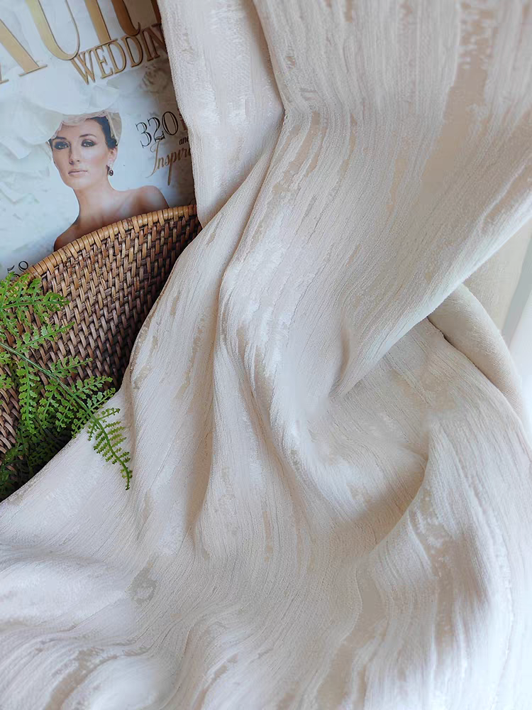 Cream Vertical Textured Custom Linen Cotton Curtain