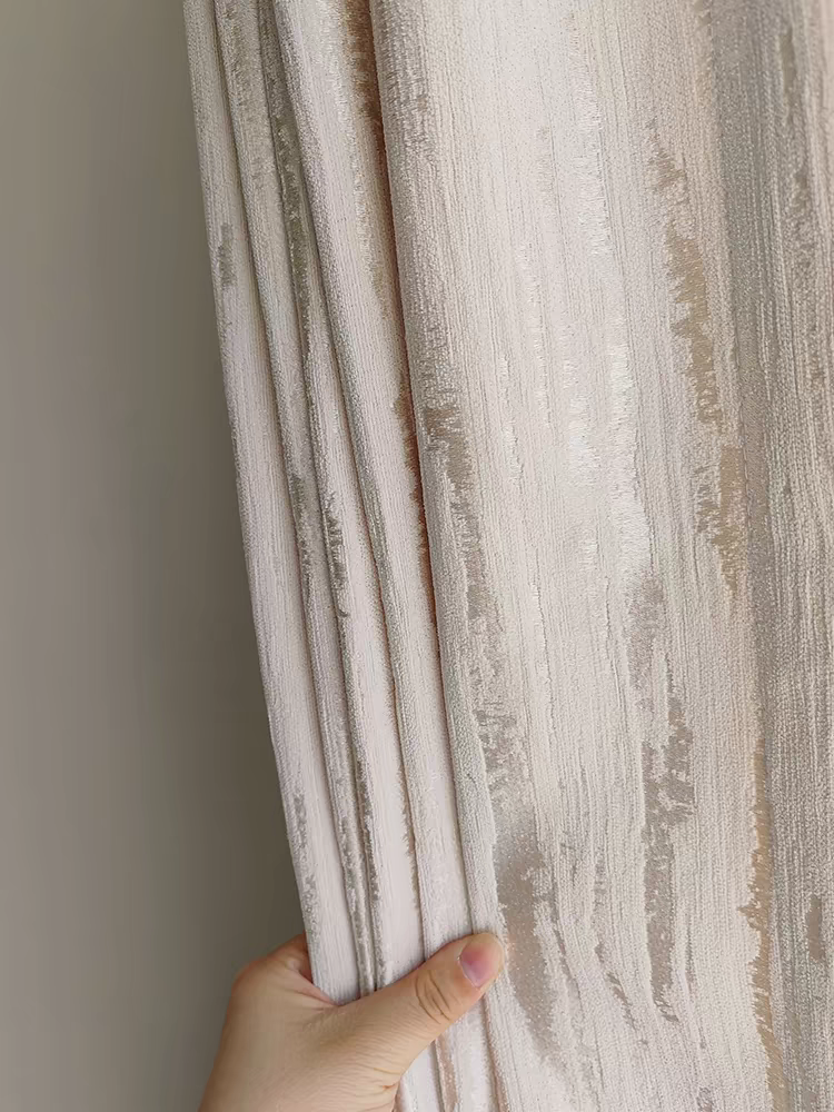 Cream Vertical Textured Custom Linen Cotton Curtain