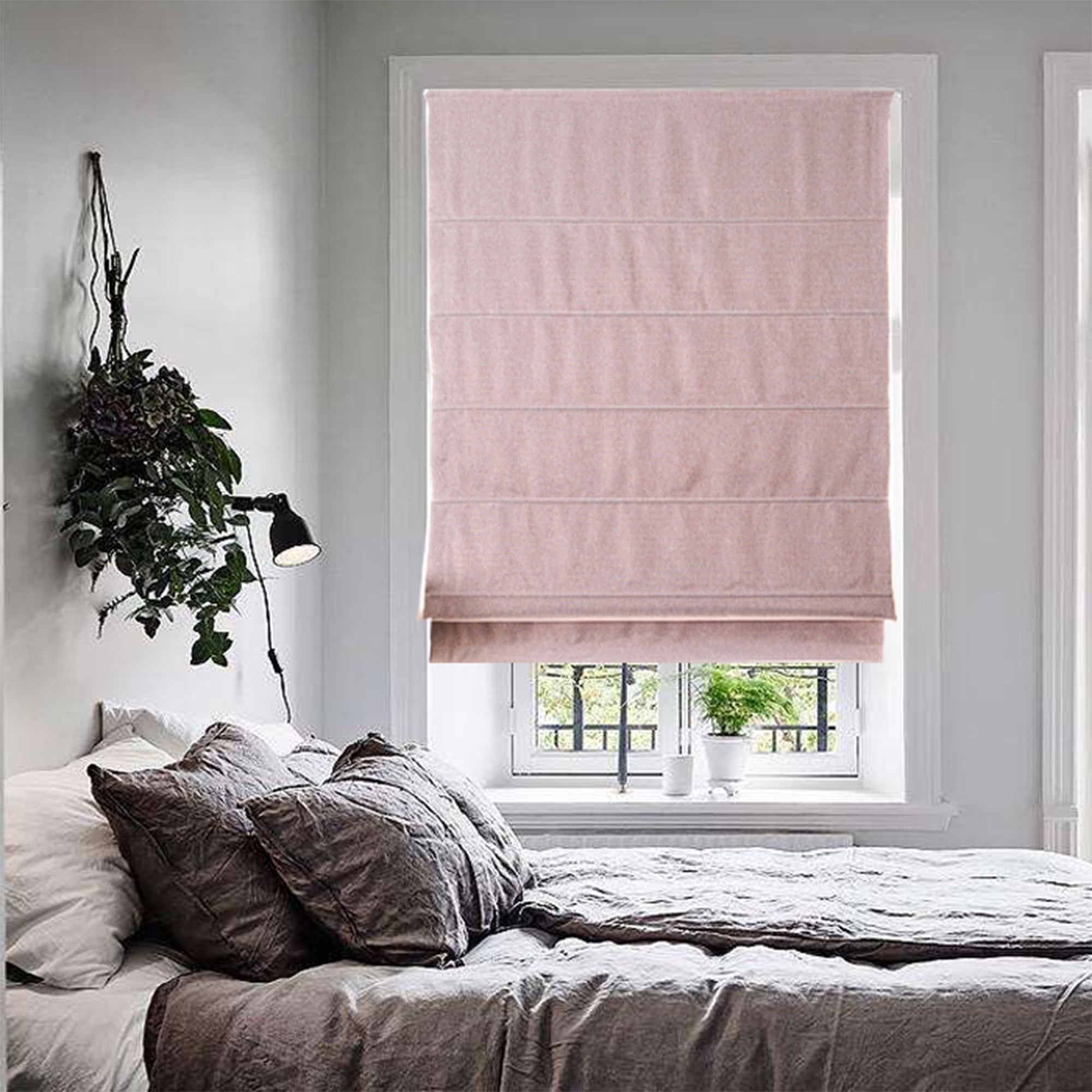 Quick Fix Washable Roman Window Shades Flat Fold - Pink - SG-090