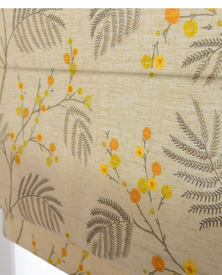 Quick Fix Washable Roman Window Shades Flat Fold with Valance, Autumn Flowers