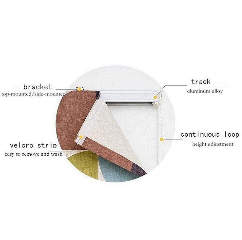 Quick Fix Washable Roman Window Shades Flat Fold with Valance,