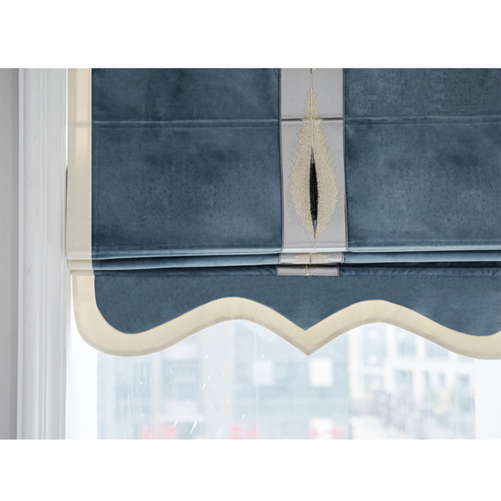 Quick Fix Washable Roman Window Shades Flat Fold with Valance - Blue-Gray SG-104