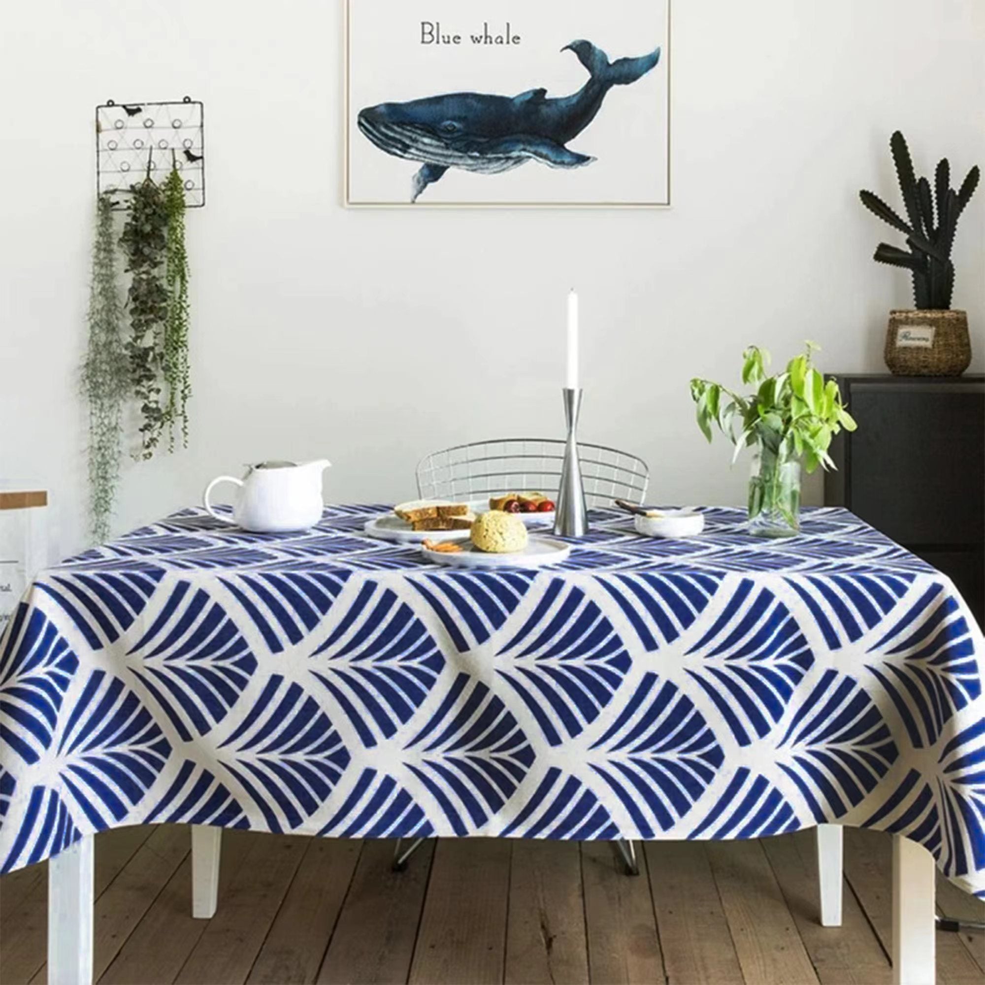 LVTXIII Outdoor/Indoor Rectangle Tablecloth 60 Palm Blue