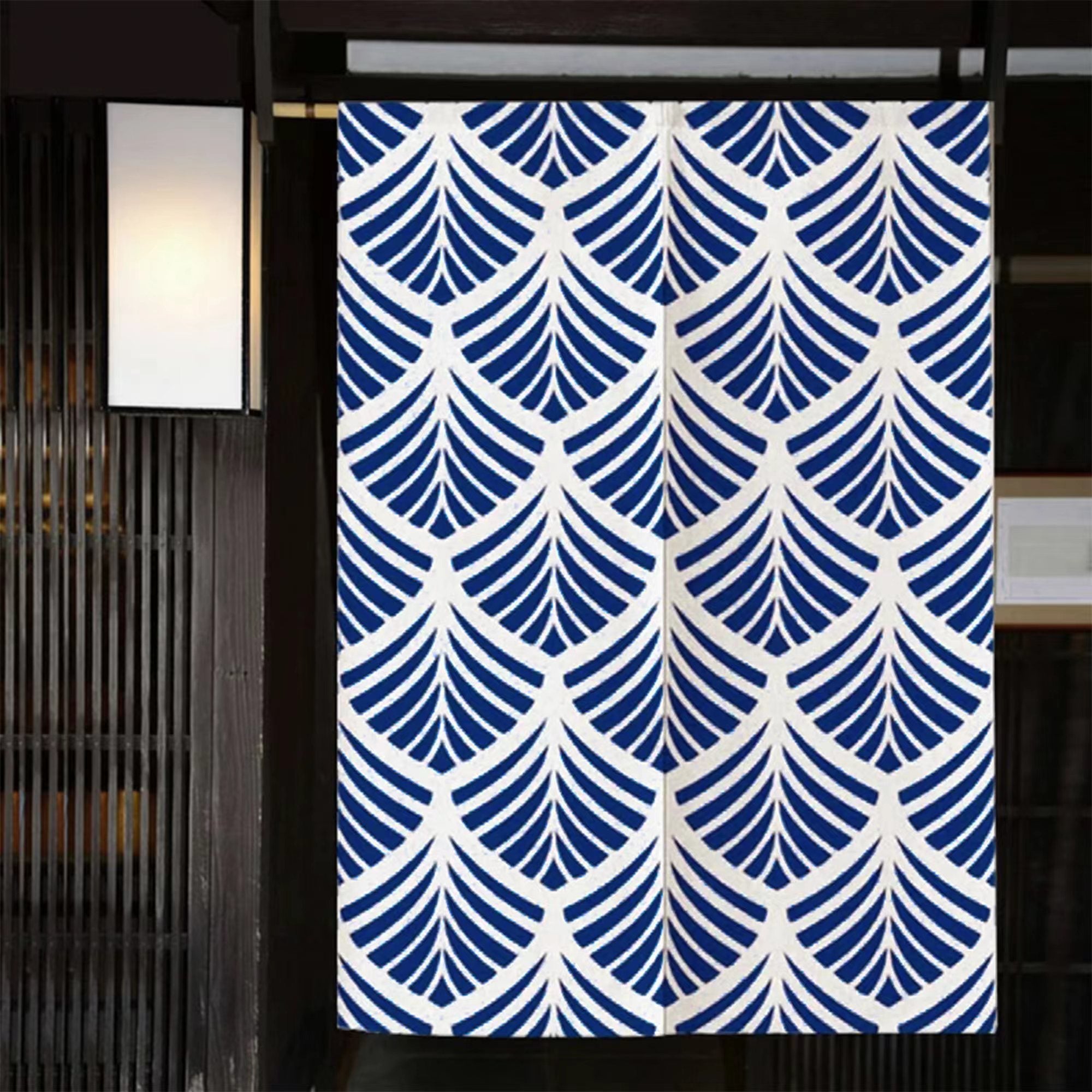 Japanese Noren Curtain Tapestry — Blue Ginkgo