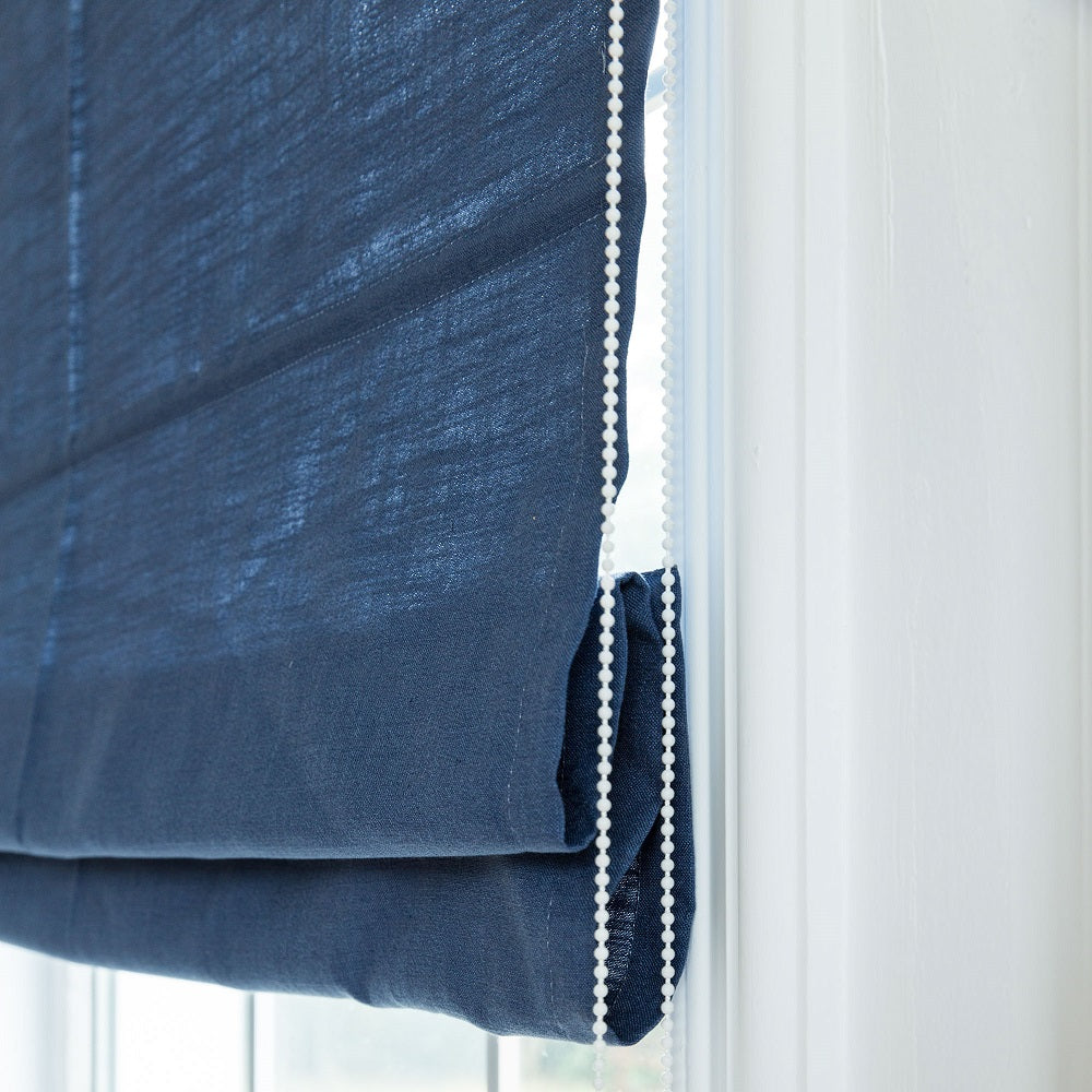 Quick Fix Washable Roman Window Shades Flat Fold,  Dark Blue