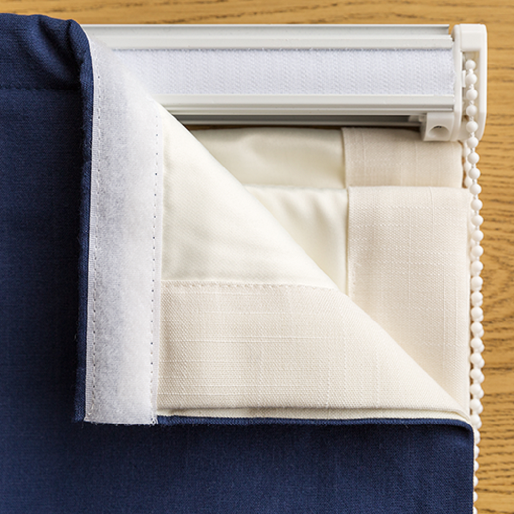 Quick Fix Washable Roman Window Shades Flat Fold with Valance, SG-019 Navy Blue Stripe