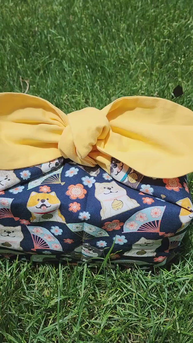 Dog Reusable  lunch bag bento bag, zero waste , Eco Friendly  lunch box cloth School Gift for Kids women