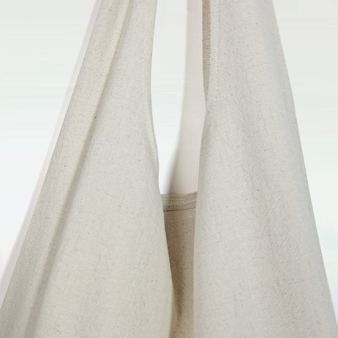 Beige Adjustable Linen Tote Bag