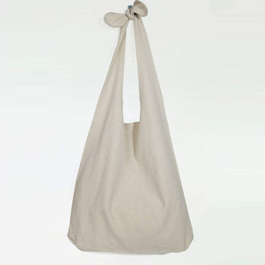 Beige Adjustable Linen Tote Bag