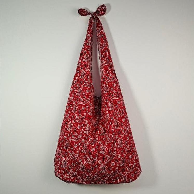 Red Adjustable Linen Tote Bag