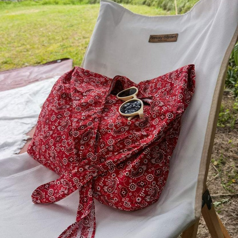 Red Adjustable Linen Tote Bag