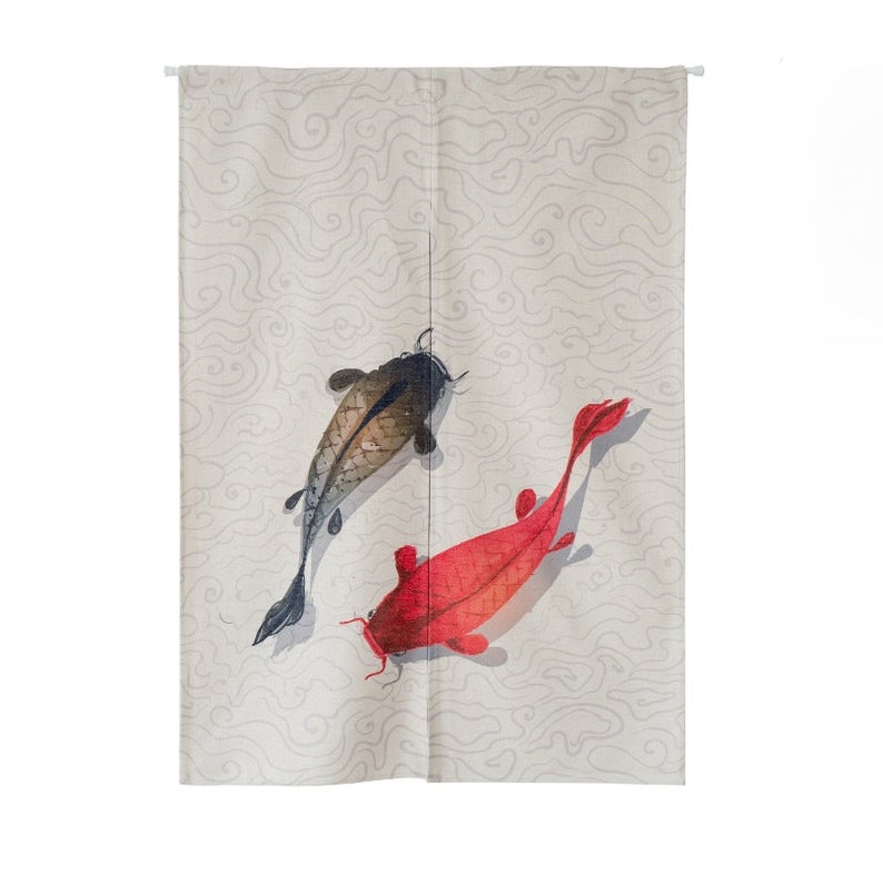 Japanese Noren Curtain Tapestry — Koi Fish