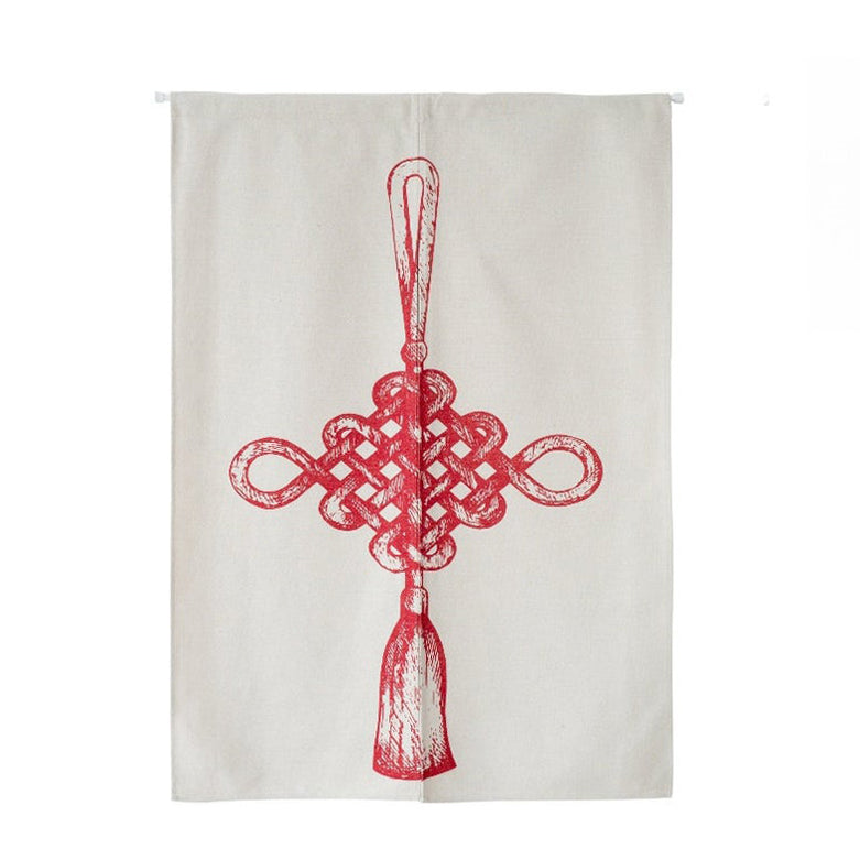 Japanese Noren Curtain Tapestry — Good Fortune Chinese Knot