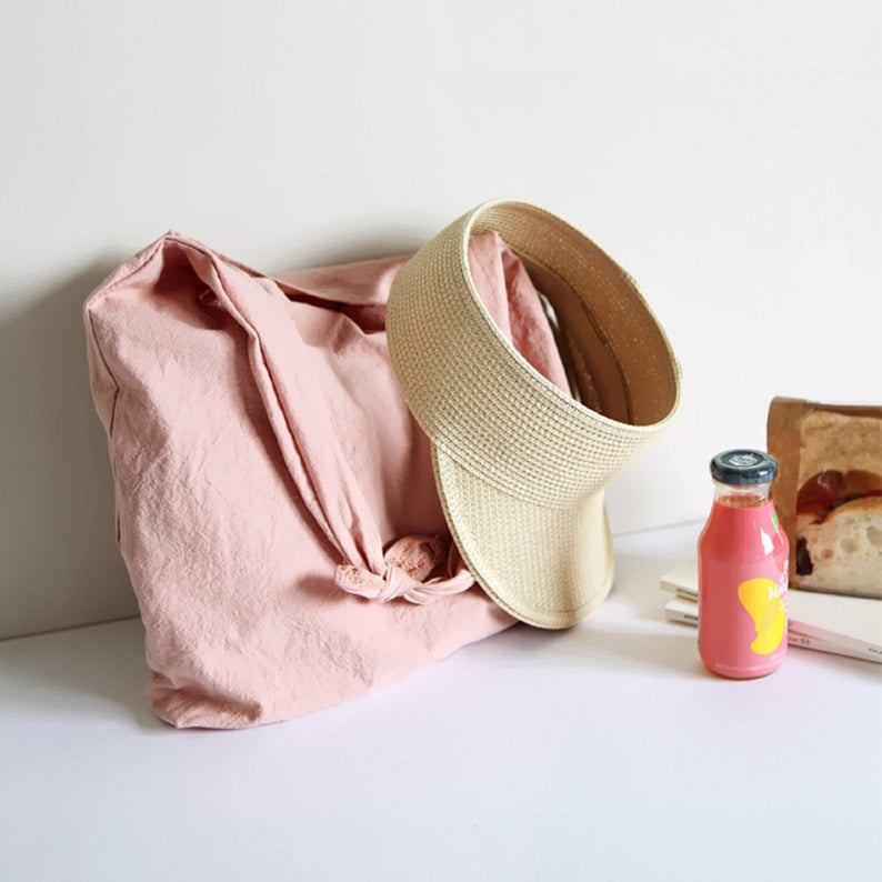 Pink Adjustable Linen Tote Bag