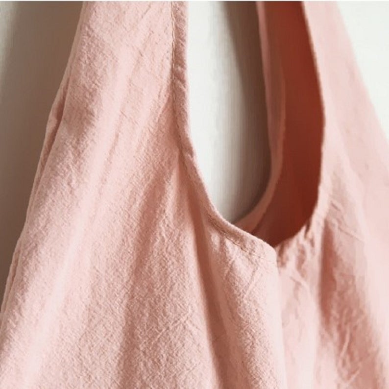 Pink Adjustable Linen Tote Bag