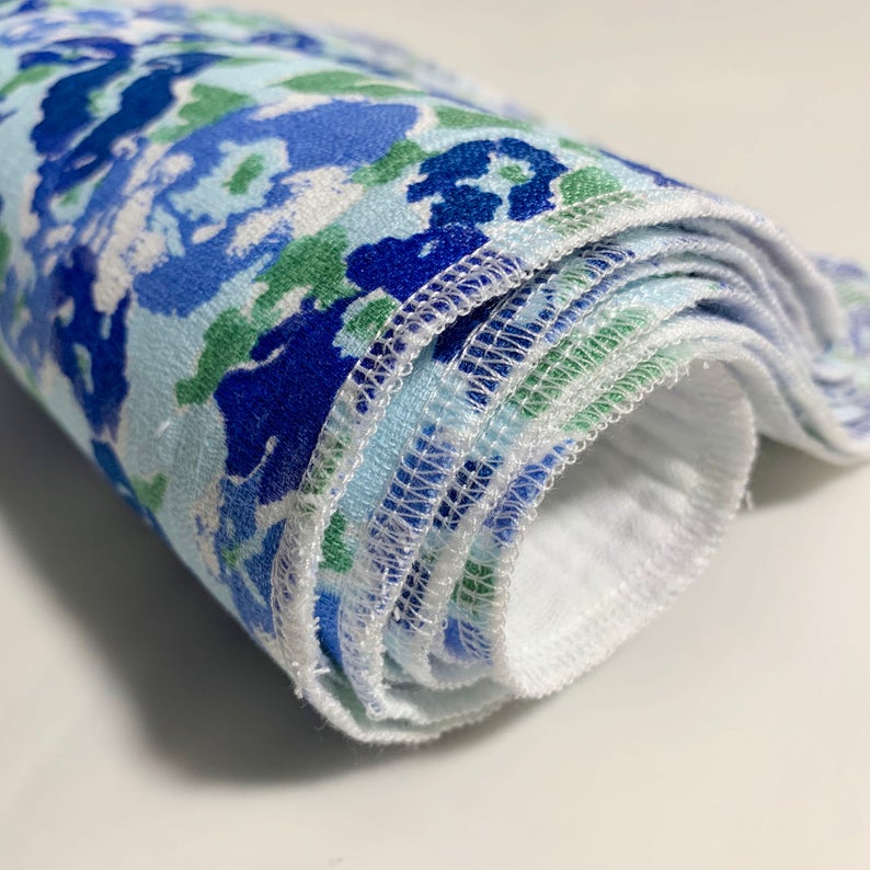 Multi-Use Soft Towel, Set of 12 — Blue Flowers
