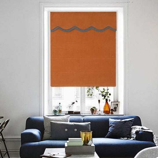 Quick Fix Washable Roman Window Shades Flat Fold with Valance - Orange