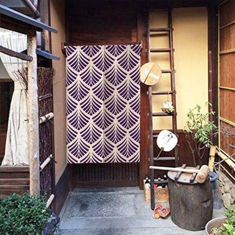 Japanese Noren Curtain Tapestry — Blue Ginkgo