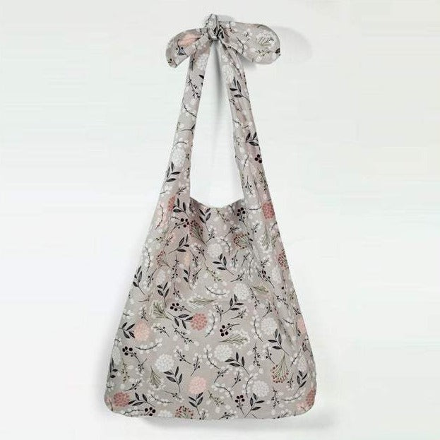 Grey Dandelion Adjustable Linen Tote Bag