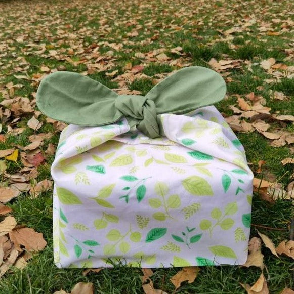Spring Green Leaves Cotton Bento Lunch Bag