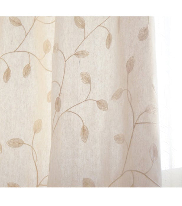 Three-dimensional Embroidery Linen Cotton Custom Curtain