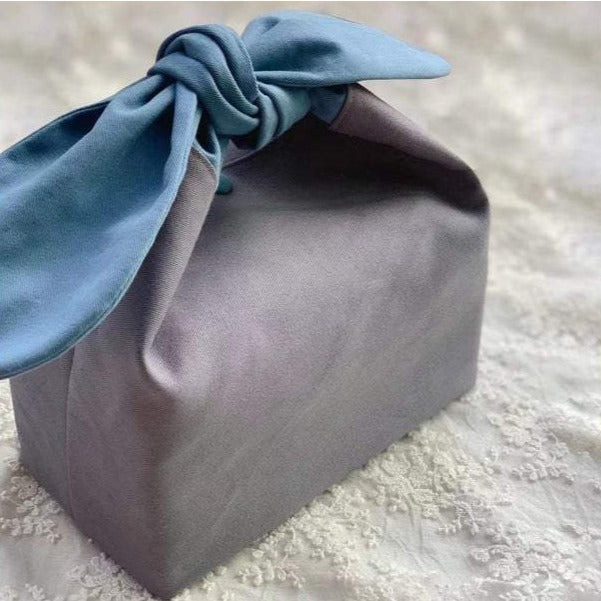 Blue Grey Cotton Bento Lunch Bag