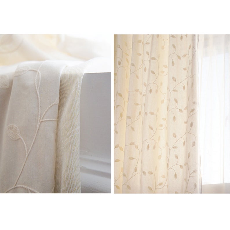 Three-dimensional Embroidery Linen Cotton Custom Curtain