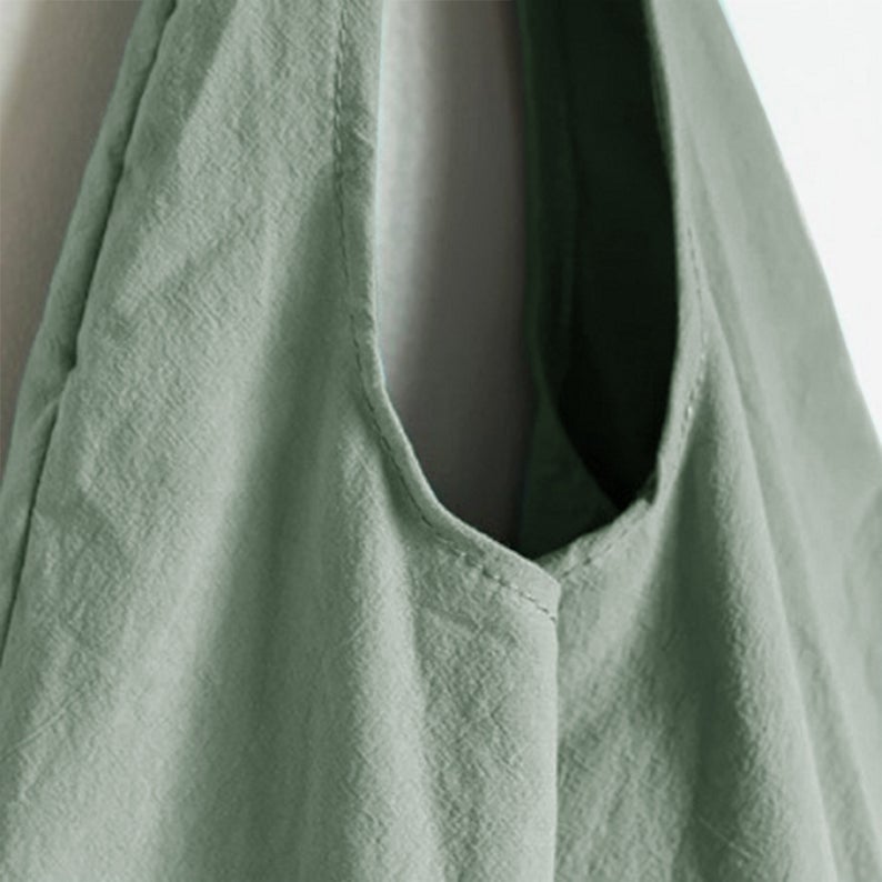 Green Adjustable Linen Tote Bag