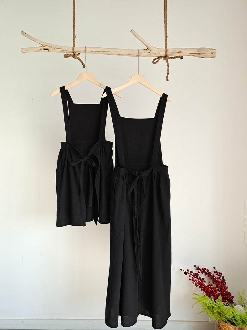 Pintuck Apron Dress — Black