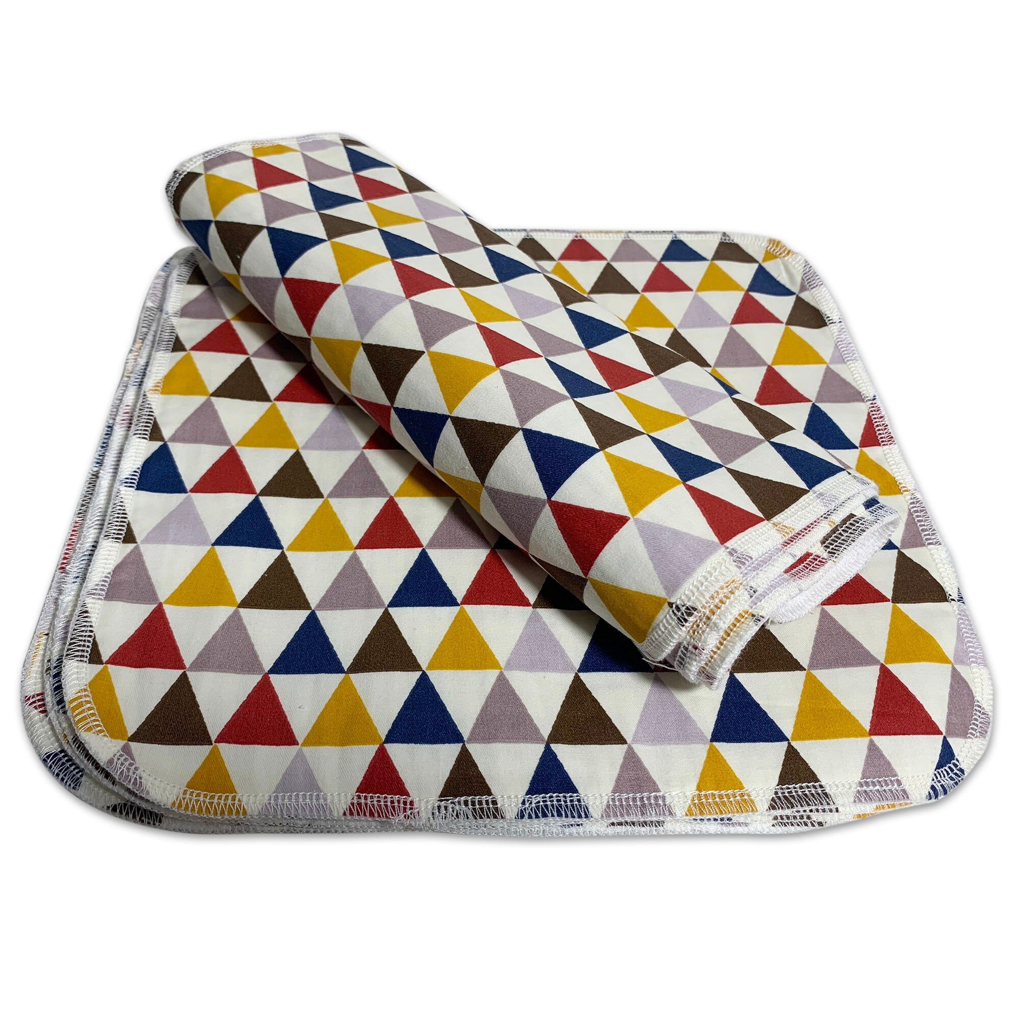 Multi-use Soft Reusable paper towel, Paperless kitchen towels，Printed Fabric with Triple Gauze Cloth Towels , Set of 12 - Colorful Triangles