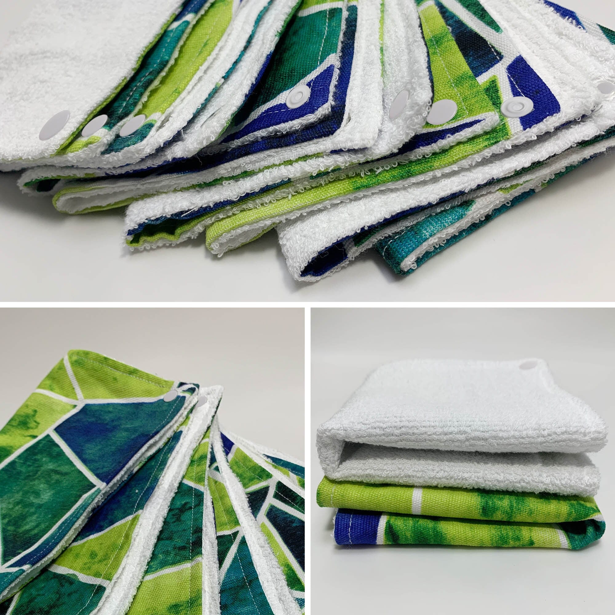 Paperless Towels with Snaps, Zero Waste Paperless Towels，Kitchen Clothes, Dish Towels ,Reusable paper towels,  Green Garden Christmas gift