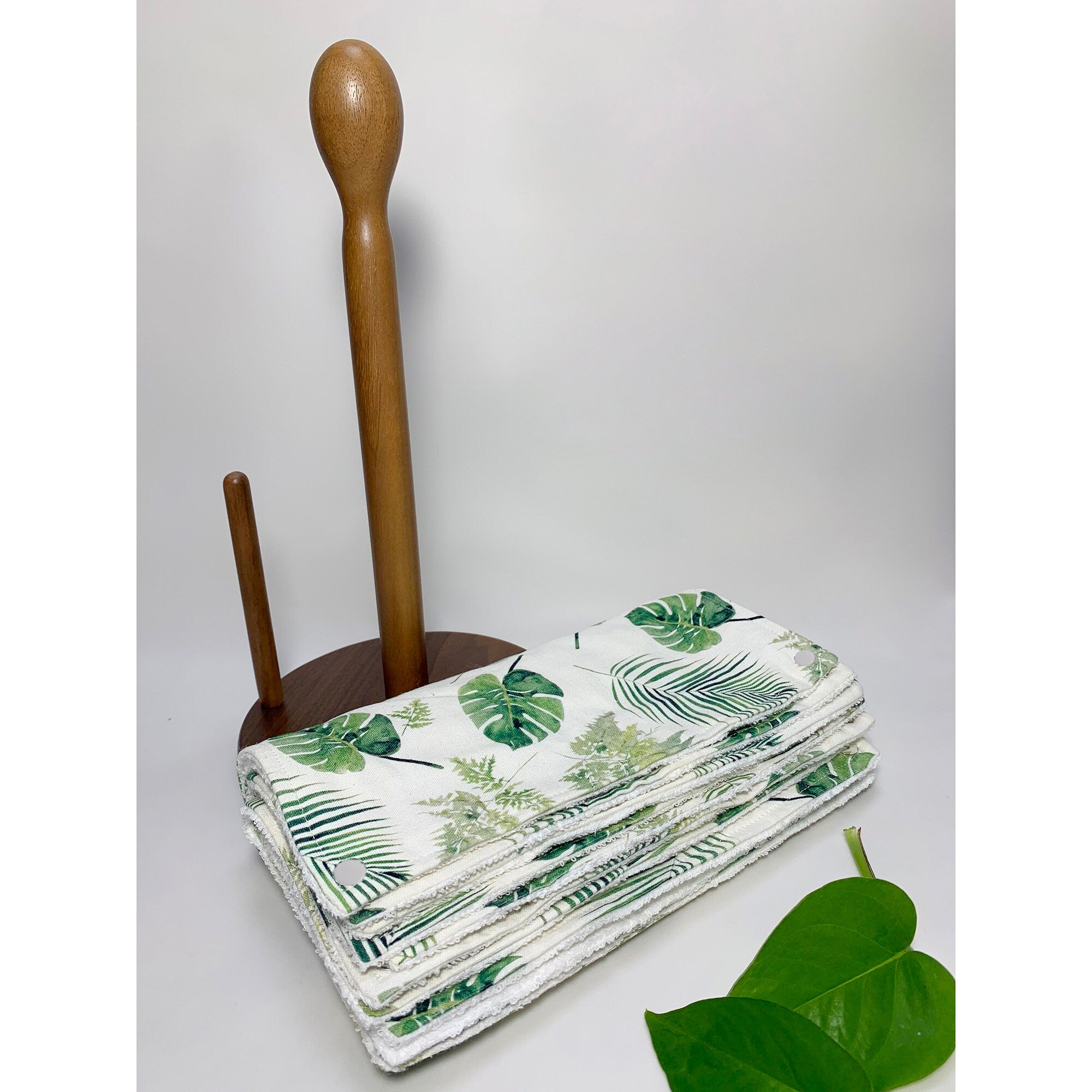 Reusable Paperless Kitchen Towels, Zero Waste, paper towels roll with snaps，Multi-use, Kitchen Clothes, Dish Towels，Leaves Talk