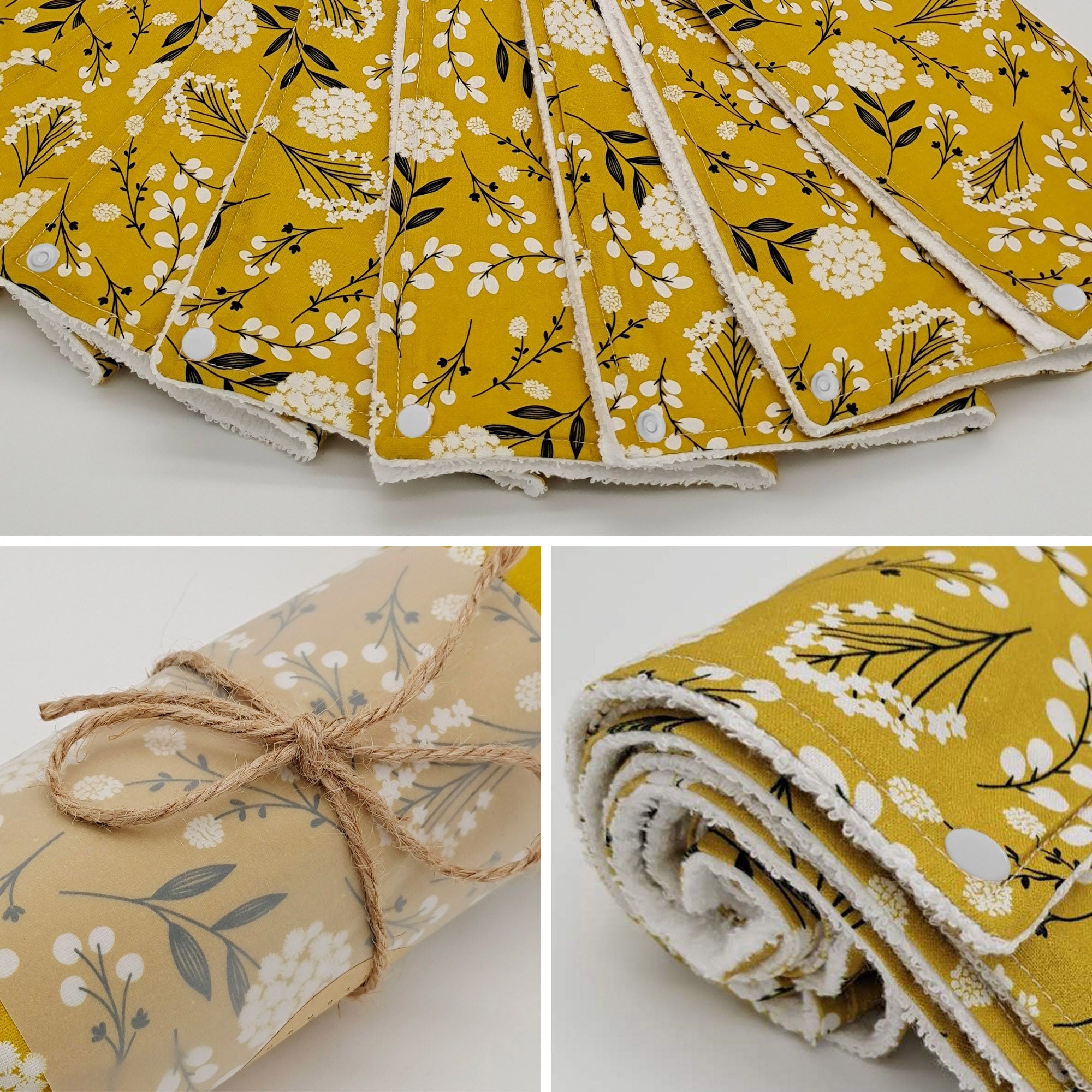 Paperless Towels roll, Zero Waste, Paperless Towels, Kitchen Clothes, Dish Towels ,Pre-Rolled Reusable paper towels, Yellow dandelion