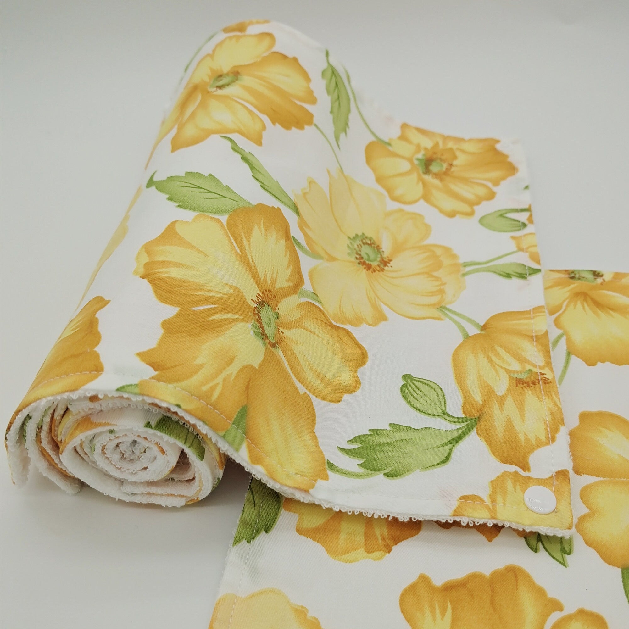 Paperless Kitchen Towels, Zero Waste,  Reusable paper towels roll with snaps，Dish Towels eco-friendly Kitchen Clothes Yellow flowers
