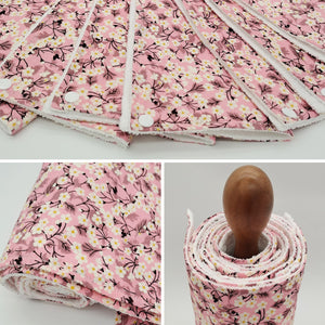 Paperless Kitchen Towels, Zero Waste Dish Towels, Reusable paper towels roll with snaps Kitchen Clothes, eco-friendly，pink flowers
