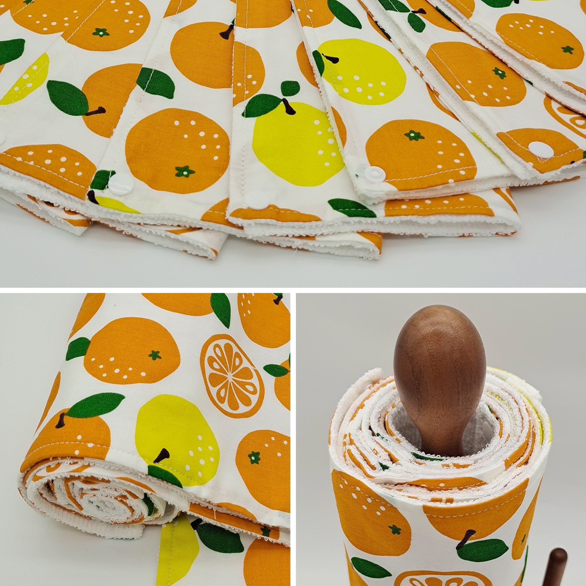 Pre-Rolled Reusable Paperless Towels - Lemon and Orange - KARUILU