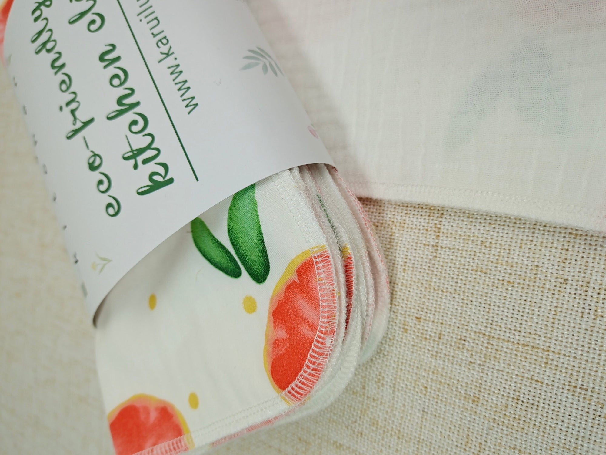 Multi-use cloth wipes,Super soft washcloth，Zero Waste，Printed Fabric with Triple Gauze Cloth Towels , Set of 12 — Tropical Orange