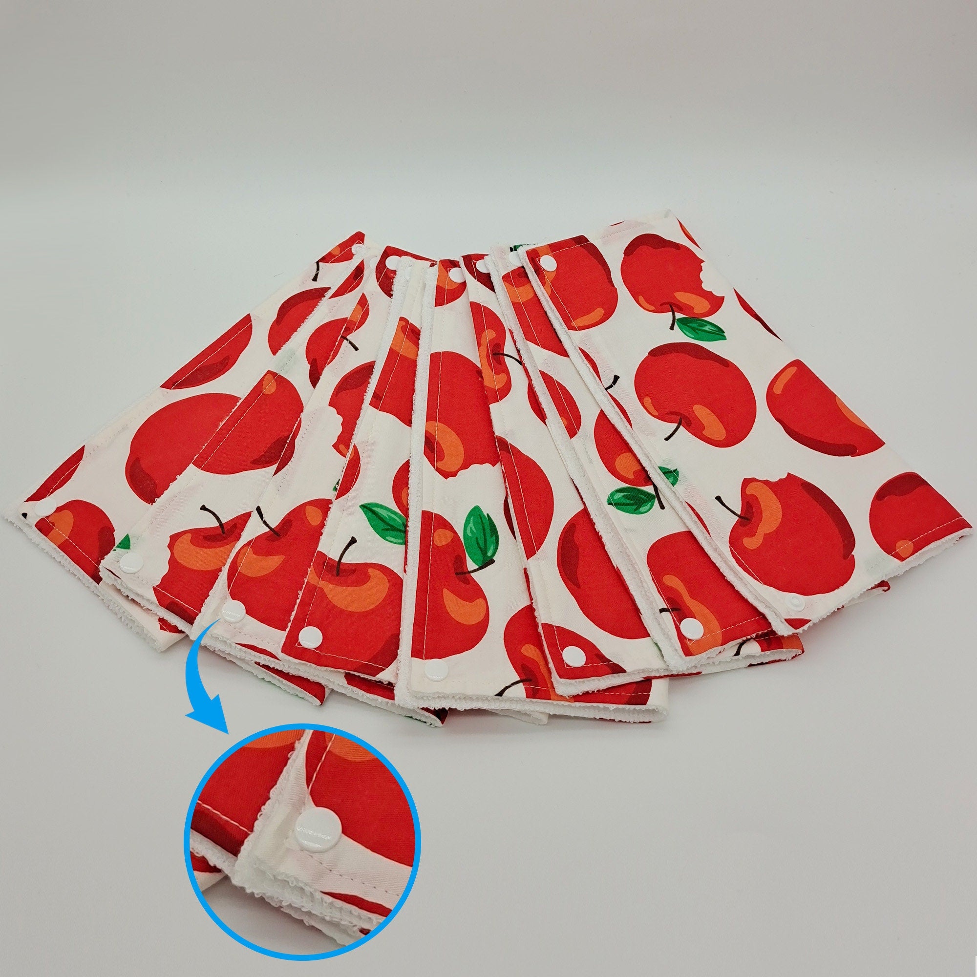 Paperless Kitchen Towels, Zero Waste Dish Towels Reusable paper towels roll with snaps eco-friendly Kitchen Clothes red apple Christmas gift