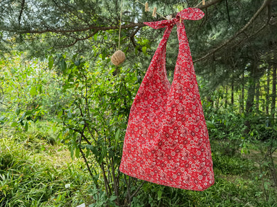 Red Retro tote bag, cotton linen tote bag, market bag,adjustable bag，beach bag