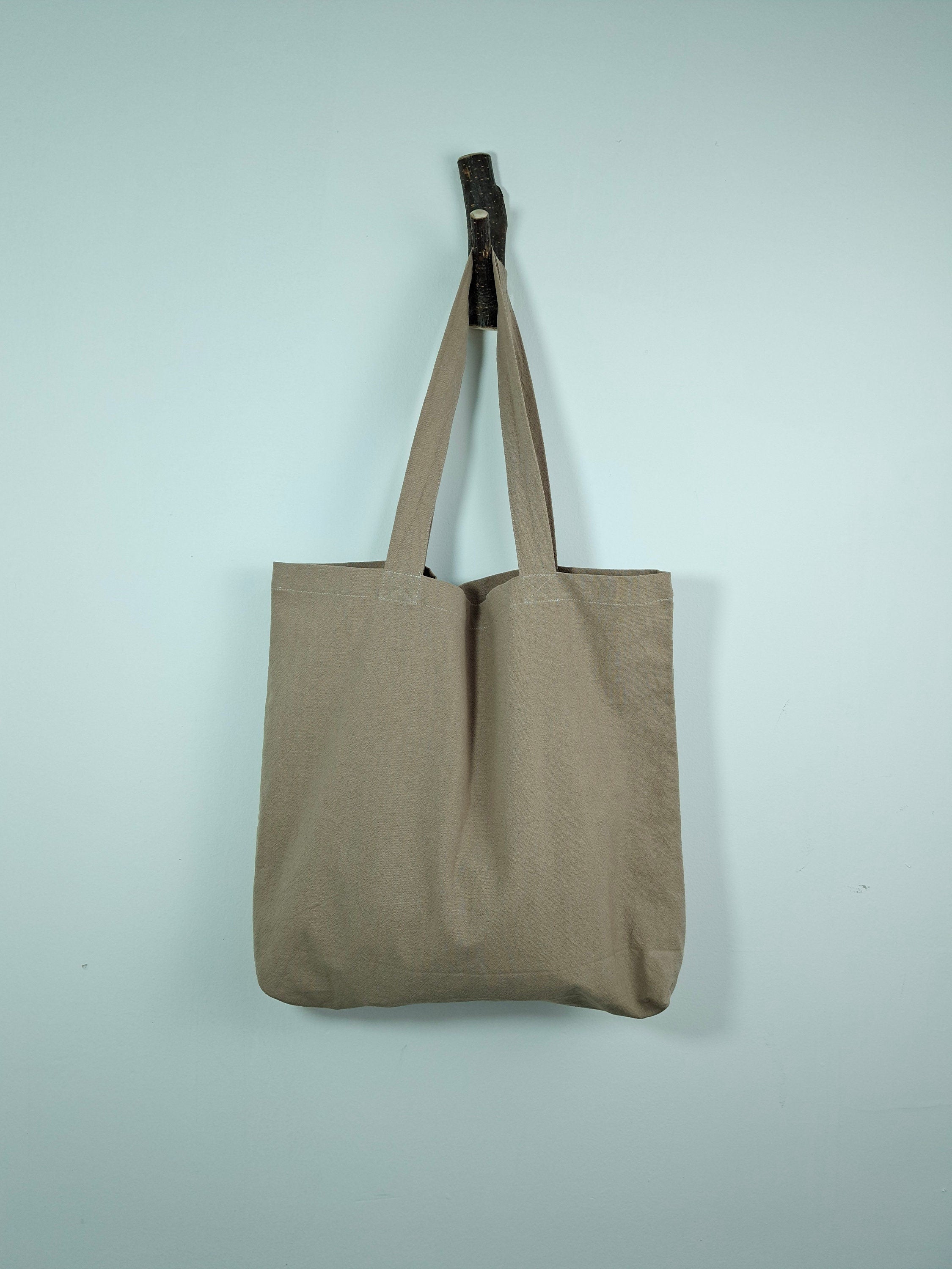 Light brown tote bag, cotton linen tote bag, market bag, linen bag, shopping shoulder bag， travel bag，beach bag，Literary and elegant