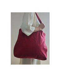Red  tote bag, cotton linen tote bag, market bag, linen bag, shopping shoulder bag， travel bag，beach bag，Literary and elegant